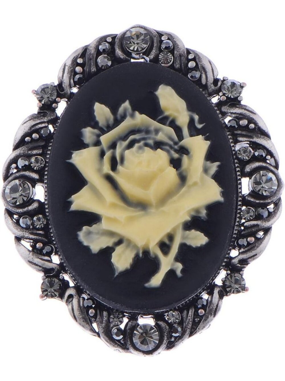 Vintage Antique Rose Pink Crystal Flower Cameo Brooch Pin, Elegant Jewelry